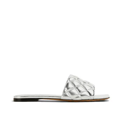 Shop Bottega Veneta Padded Sandals In Silver