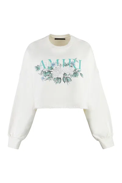 Shop Amiri Logo Detail Cotton Sweatshirt In White