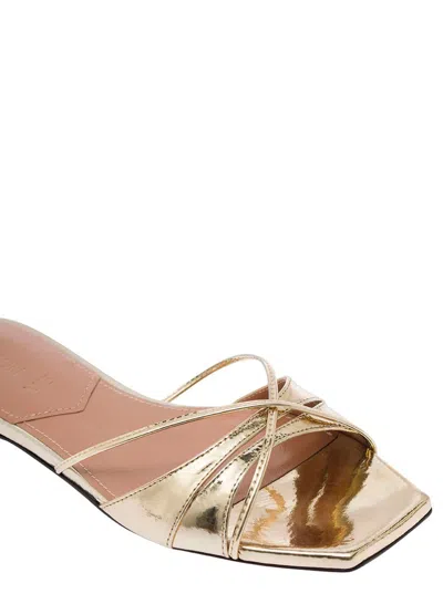 Shop D’accori 'lust' Gold-colored Flat Sandals With Criss-cross Straps In Metallic Fabric Woman In Grey