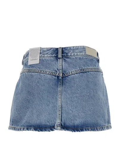 Shop Icon Denim 'gio' Mini Blue Skirt With Patch Pockets In Cotton Denim Woman