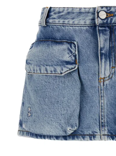 Icon Denim Gio Cargo Mini Skirt Low Rise In Blu