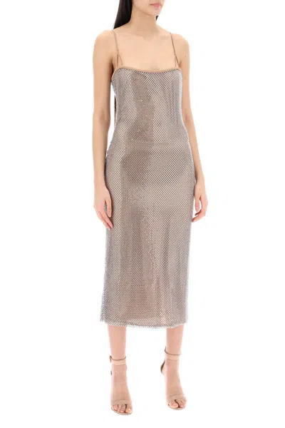 Shop Giuseppe Di Morabito "knitted Mesh Dress With Crystals Embellishments In Neutro