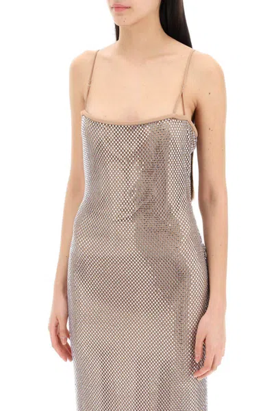 Shop Giuseppe Di Morabito "knitted Mesh Dress With Crystals Embellishments In Neutro