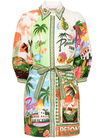 Shop Alemais Multicolour Paradiso Mini Dress In Neutrals