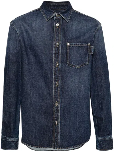 Shop Bottega Veneta Long-sleeve Denim Shirt - Men's - Cotton In Blue