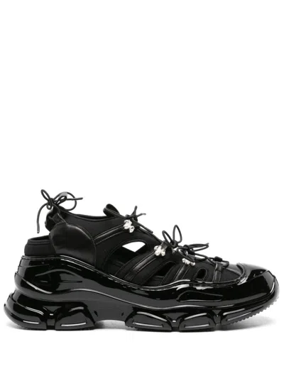 Shop Simone Rocha Tracker Cut-out Sneakers - Men's - Rubber/neoprene/calf Leather/calf Leatherneoprene In Black