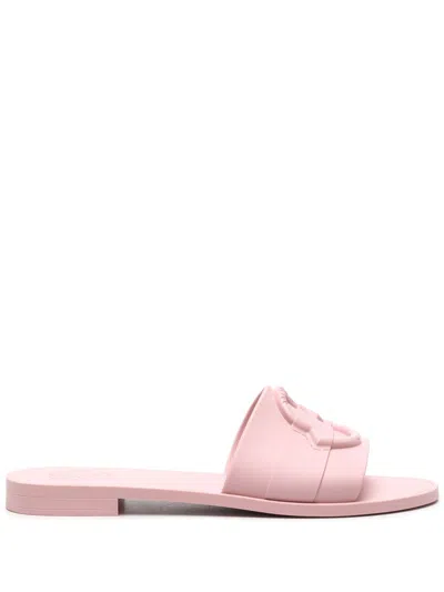 Shop Moncler Mon Logo-embossed Slides - Women's - Rubber In Pink