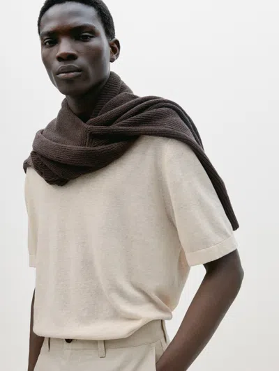 Massimo Dutti Strickpullover Leinen Kurzarm In Beige