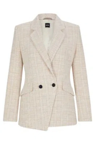 Shop Hugo Boss Regular-fit Jacket In Tweed In Patterned
