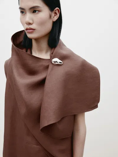 Massimo Dutti Capekleid Leinen In Braun