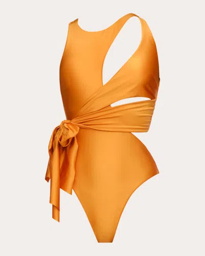Andrea Iyamah Women's Lada Draped Cutout Swimsuit In Orange