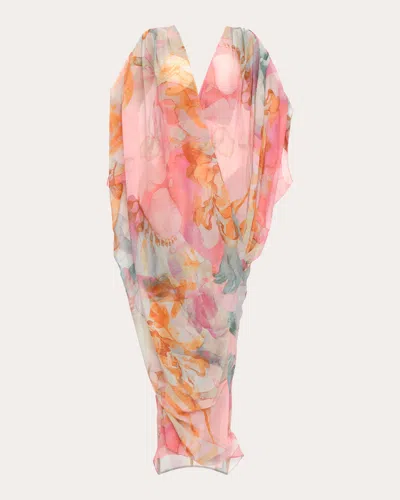 Andrea Iyamah Women's Adi Draped Printed Chiffon-mesh Kaftan In Zuli Print