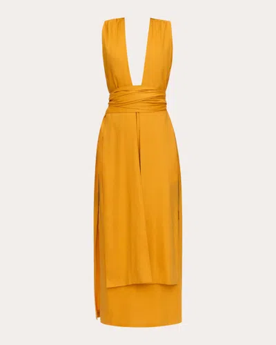 Shop Andrea Iyamah Women's Zado Midi Dress In Orange