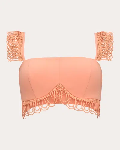 Andrea Iyamah Women's Rizo Lace-trimmed Cropped Corset Top In Orange