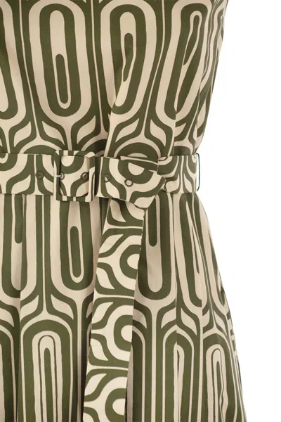 Shop 's Max Mara Andreis - Printed Cotton Dress With Belt In Brown