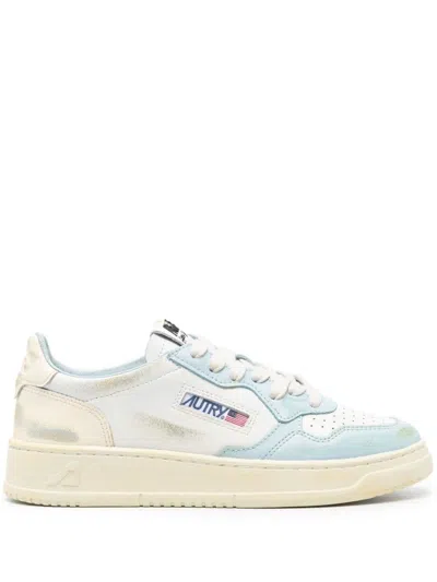 Shop Autry Super Vintage Low Leather Sneakers In Clear Blue