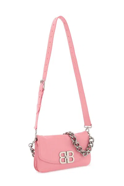 Shop Balenciaga Pink Crossbody Bag With Palladium-tone Bb Logo In Leather Woman