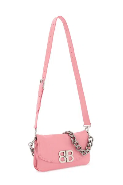 Balenciaga Bb Soft Flap Leather Shoulder Bag In Pink