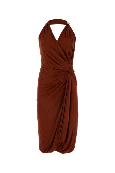 Shop Bottega Veneta Draped Jersey Dress In Burnt