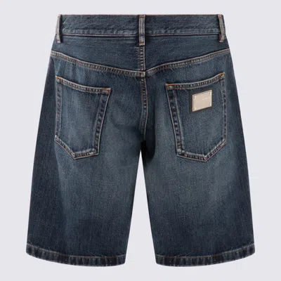 Shop Dolce & Gabbana Dark Blue Cotton Denim Shorts In Variante Abbinata