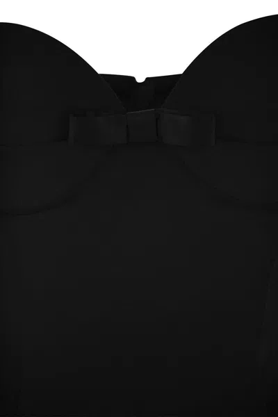 Shop Elisabetta Franchi Crepe Midi Dress With Bows In Black