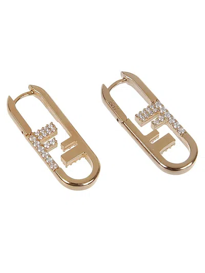 Shop Fendi O'lock Earrings In Golden