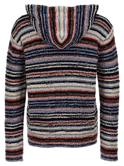 Shop Marni Striped Hooded Sweater In Opal