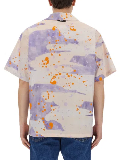 Shop Msgm Camouflage Print Shirt In Multicolor