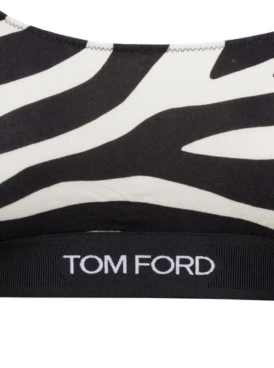 Shop Tom Ford Optical Zebra Printed Modal Signature Bralette In White/black