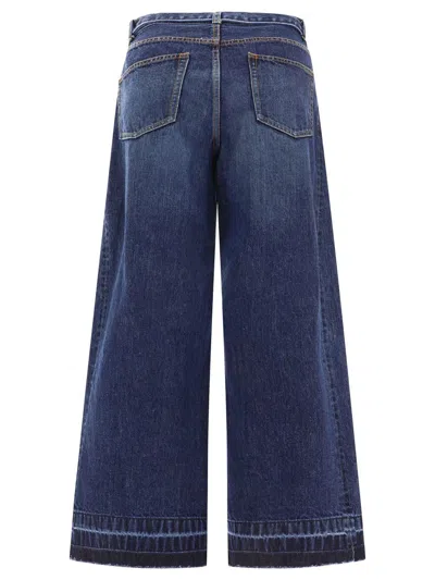 Shop Sacai Belted Jeans In Blue