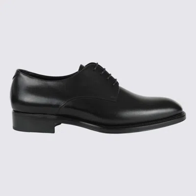 Shop Saint Laurent Black Leather Lace Up Shoes