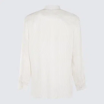 Shop Saint Laurent White, Beige And Grey Silk Shirt In Beige Gris Noir