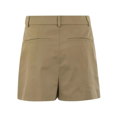 Shop Sportmax Twill Pleated Shorts In Sand