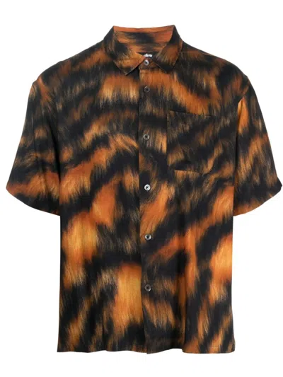 Shop Stussy Fur Print Shirt In Orange