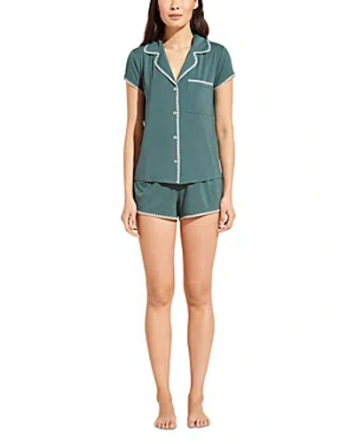 Shop Eberjey Frida Whipstitch Short Pajama Set In Agave Ivory