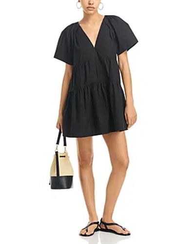 Shop A.l.c Camila Cotton Tiered Dress In Black