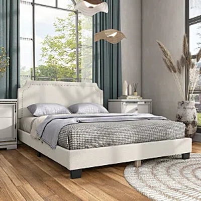 Shop Furniture Of America Tira Boucle Queen Bed In White