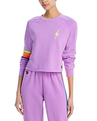 Shop Aviator Nation Lightning Bolt Logo Sweatshirt In Neon Purple Rainbow