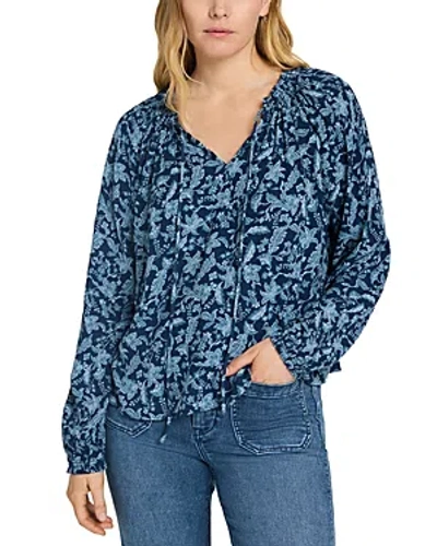 Shop Faherty Emery Peasant Blouse In Blue Esna