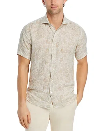 Shop Peter Millar Crown Crafted Sacha Linen Short Sleeve Sport Shirt In Summer Dune