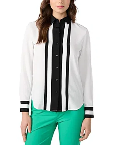 Shop Karl Lagerfeld Contrast Stripe Button Up Shirt In Soft White