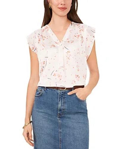 Shop Vince Camuto Printed Flutter Sleeve Top In New Ivory