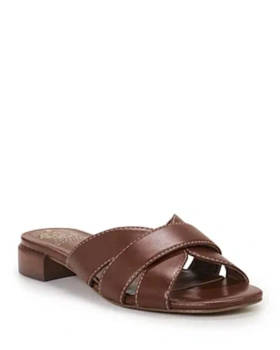 Shop Vince Camuto Women's Maydree Leather Slide Sandals In Whiskey