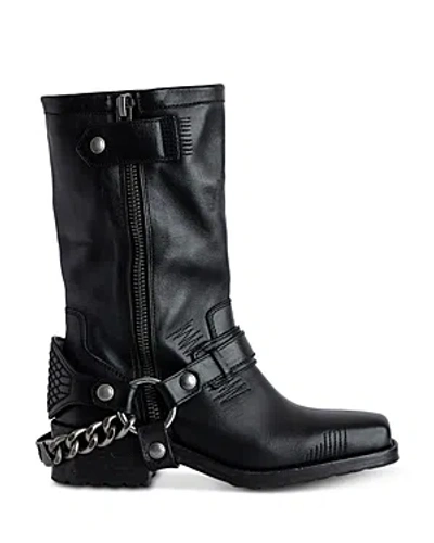 Shop Zadig & Voltaire Women's Igata Harness Hardware Moto Boots In Noir
