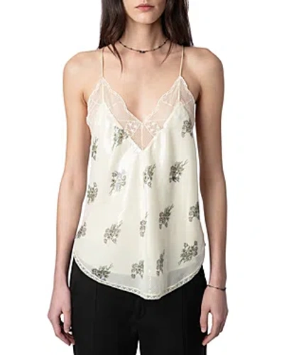 Shop Zadig & Voltaire Christy Sequined Camisole In Mastic