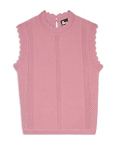Shop The Kooples Scalloped Knit Top In Pink