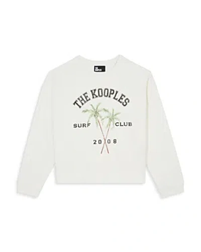 Shop The Kooples Cotton Graphic Sweatshirt In Ecru