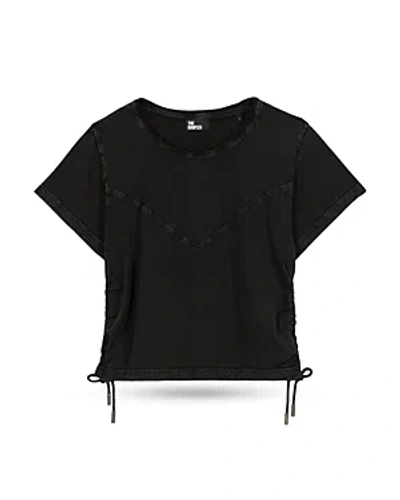 Shop The Kooples Cotton Side Lace Tee In Black
