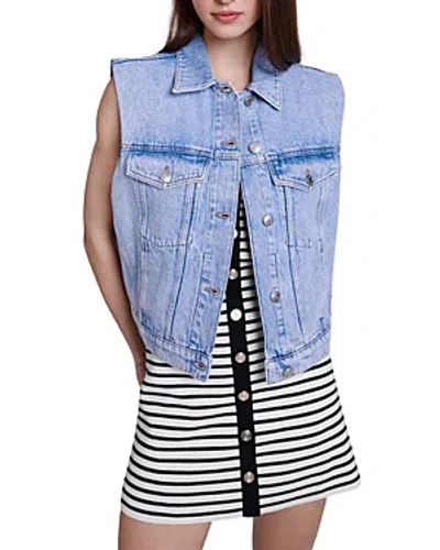 Shop Maje Bioza Denim Vest In Blue