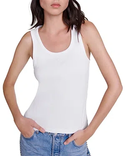 Shop Maje Tanko Patch Detail Tank Top In White